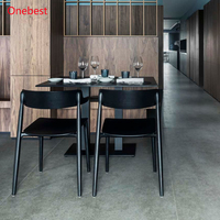 Kommerzielle Möbel Esszimmer-Set Moderner Schwarzer Kunststein Quadratischer Restauranttisch mit Stühlen