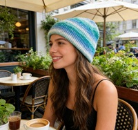 Bonnet d'hiver tricoté 100 % polyester à impression numérique Tie-Dye coloré pour unisexe – Idéal pour les voyages et les affaires – Fournisseur de casquettes personnalisées avec logo