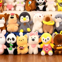 Assortiment de jouets en peluche mixtes 23 cm, figurines d'animaux en peluche douces, rembourrées en coton PP, vente en gros, logo personnalisé