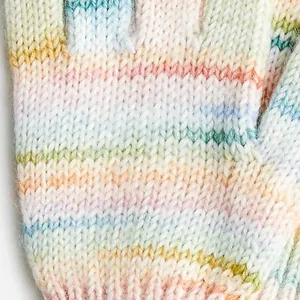 Mulheres 65% algodão 35% acrílico de cor misturada Irisated arco-íris colorido algodão malha luvas