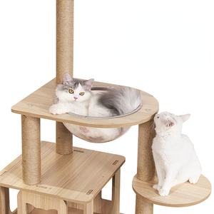 Albero per Gatti Ecologico in Legno con Tiragraffi e Giocattoli, Mensola da Arrampicata a Parete - Product Image 4