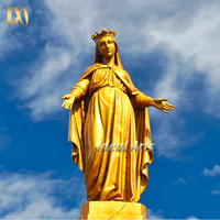 Statue de la Vierge Marie en bronze doré, idéale pour les arts religieux catholiques, à vendre