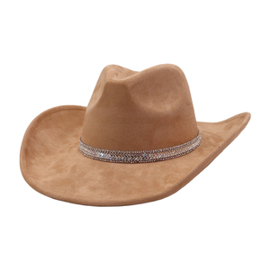 Sombrero de vaquero con diamantes de imitación de cristal iridiscente de lujo para fiesta, Festival de Música, disfraces de baile, sombreros de copa Fedora - Product Image 1
