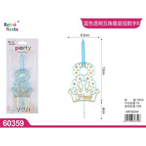 Blu Numero 8 Candela di compleanno fatto a mano con stelle a forma di torta di cera materiale senza fumo per pasqua decorazioni per feste di capodanno - Product Image 1