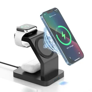 Soporte Magnético para Teléfono 3 en 1 con Cargador Inalámbrico de Carga Rápida de 15W para Apple IWatch, AirPods, <span class=keywords><strong>iPhone</strong></span> 15, 14, 13, <span class=keywords><strong>12</strong></span> <span class=keywords><strong>Pro</strong></span> <span class=keywords><strong>Max</strong></span> - Product Image 1