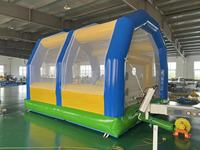 QIQU Jeu de football interactif 5x5m avec zone de saut et trous cibles, but de football gonflable pour gardien de but