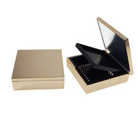 Nouvel Arrivage Boîtes à Poudre Compactes Carrées Portables en Plastique pour Maquillage, Étuis Vides pour Houppettes à Poudre, Effet Métallisé Gaufré