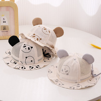 Sombrero de Sol con Protección UV, Transpirable, Estampado, Bonito, de Algodón, para Verano, Unisex, para Bebés, Recién Nacidos, con Orejas de Panda
