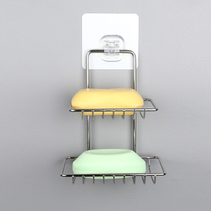 <span class=keywords><strong>Porte</strong></span>-<span class=keywords><strong>savon</strong></span> à Double couche en acier <span class=keywords><strong>inoxydable</strong></span>, mural et auto-adhésif, support de plat à <span class=keywords><strong>savon</strong></span> avec crochet pour la douche et la salle de bains - Product Image 2