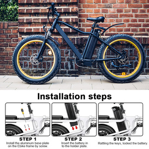 <span class=keywords><strong>48v</strong></span> 13ah 624wh אחורי מתלה מנעול מפתח עבור אופני מטען עיר הרים חשמליים לטווח ארוך סוללת ליתיום יון ביייק - Product Image 4