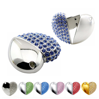 Clé USB 2.0 en forme de cœur, magnifique clé USB personnalisée avec diamants, plusieurs capacités