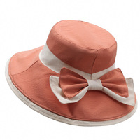 Topi Nelayan Wanita Musim Panas, Pelindung UV, Pinggiran Lebar, Topi Matahari untuk Perjalanan Luar Ruangan dengan Ikat Pita, Model Bucket Hat