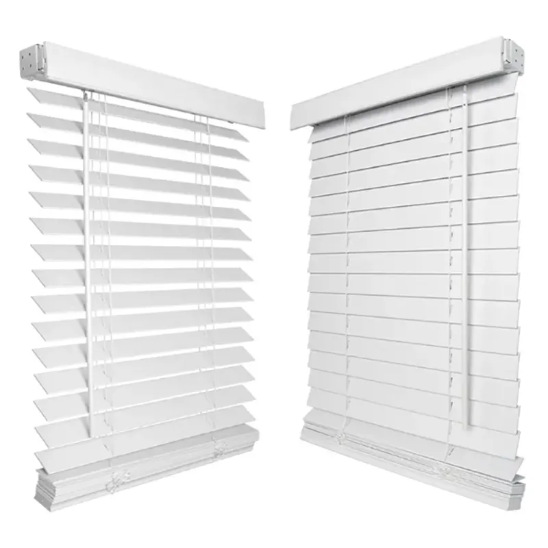 Cortinas de madeira venezianas de madeira sintética sem fio, venda direta de 2 polegadas e 50 mm para escritório, sala de estudo, banheiro, cortina de madeira maciça.