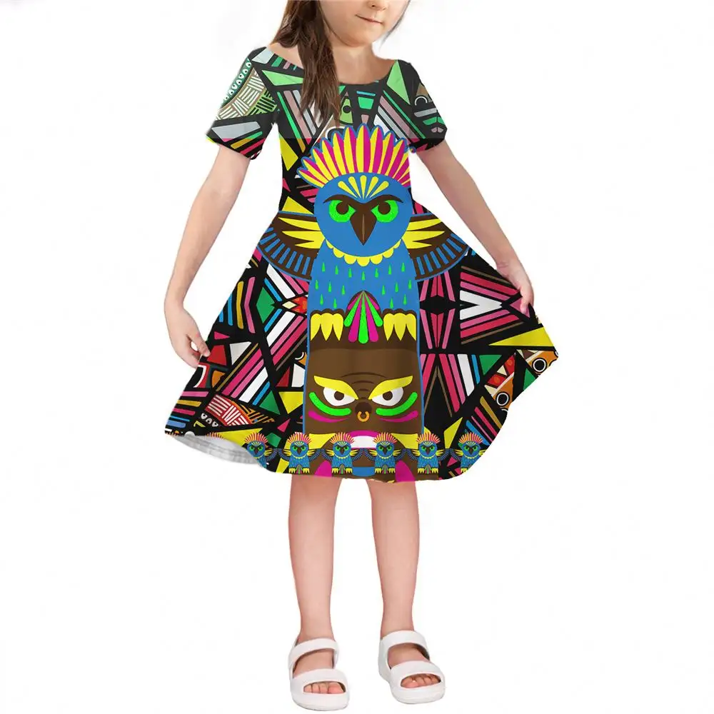 فستان مُخصص للأطفال البنات بأكمام قصيرة بدون أكتاف ملابس أطفال أفريقية على شكل حرف a فستان للبنات من سن 12 إلى 14 عامًا