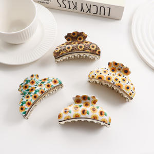 Pince à cheveux fleurie pour femme, style tournesol, accessoires de coiffure pour les vacances, motif super fleur. - Product Image 1