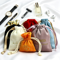 Pochette à bijoux en velours noir de luxe avec cordon de serrage, logo personnalisé, sac anti-poussière doux, emballage cadeau cosmétique pour collier, boucles d'oreilles, bracelet