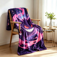 Couverture en flanelle personnalisée avec photo d'anime, dessin animé, impression 3D, Pokemon Gengar, douce, utilisable en toutes saisons, légère, style japonais
