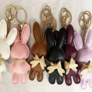 Simpatico cartone animato coniglietto pendente <span class=keywords><strong>portachiavi</strong></span> in pelle alla moda accessori per animali Bowknot per zaino <span class=keywords><strong>portachiavi</strong></span> in pelle alla moda popolare - Product Image 2