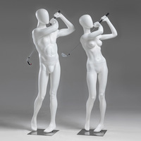 Dynamische Golf-Tennis-Sport-Schaufensterpuppe aus Fiberglas mit Vollkörper und Kopf, Lebendiges Männliches und Weibliches Athletisches Modell für Schaufenster und Bekleidungsgeschäfte