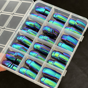 Nuevas 144 Uñas Postizas Electrochapadas en Color Azul Verde Sólido, Estilo Oscuro, Puntas de Uñas Artificiales para Suministros de Arte de Salón de Belleza - Product Image 2
