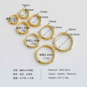 Nieuwe 925 Sterling Zilver Effen Dikkere Ronde Piercing Oorringen Met 4 Verschillende Maten Voor Vrouwen Man - Product Image 4