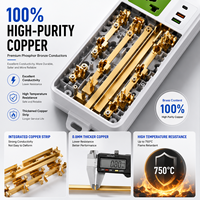 Regleta de Extensión Industrial Universal IP44 de 4 Tomas, 10A 2500W, con Interruptor Maestro de Cobre de Alta Pureza, Concentrador de Alimentación