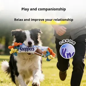 Juguete de Cuerda para Perros con Nudo, Diseño de Galleta de Chocolate, Sonido Interactivo, Resistente a Mordeduras, para Masticar y Limpiar los Dientes - Product Image 6