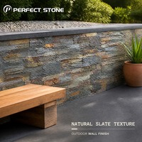 Revêtement mural extérieur en pierre naturelle PerfectStone, panneau de parement en ardoise empilée pour façade de villa, décoration murale de jardin