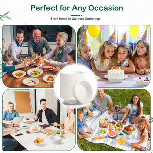 Bols en papier jetables biodégradables résistants et compostables, fabriqués en bagasse, compatibles micro-ondes et congélateur, imperméables, résistants à la graisse, pour le camping - Product Image 3