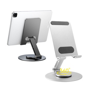 Aluminum Alloy Phone Stand with Anti-Shake Base 360° Rotating Adjustable <b>Holder</b> for Mobile Phone and <b>Tablet</b> Desktop Use - Product Image 1
