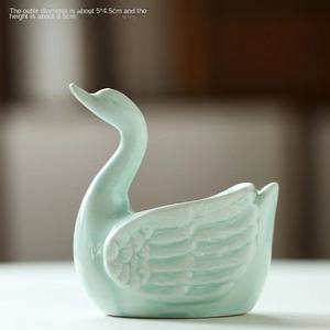 Nordic Swan a forma di ceramica smaltata carnosa Mini vasi da fiori per la casa all'aperto giardino decorazione Desktop con piattini - Product Image 5