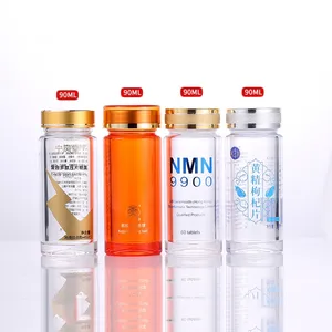 Gezonde Voeding Container Acryl Plastic Met Schroefdop Voor Gezonde Voeding Kruidensupplement Vitamine Botanie Pil Capsule Tablet Fles