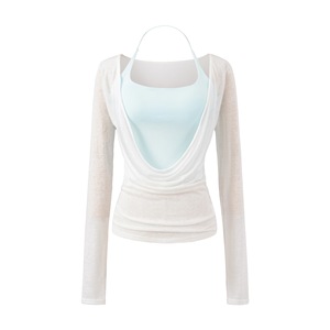 Haut de yoga transfrontalier à manches longues pour <span class=keywords><strong>femme</strong></span>, avec coussinets de poitrine intégrés, haute élasticité, séchage rapide, coupe ample <span class=keywords><strong>et</strong></span> anti-choc - Product Image 3