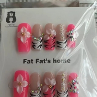 Uñas Postizas de Alta Calidad FATFAT, Hechas a Mano, con Cobertura Total, Diseño Francés en Forma de Almendra, Suministros de Uñas Postizas al por Mayor