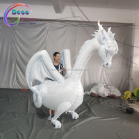 Marionnette Dragon gonflable blanche LED, grande taille, éclairage extérieur, rue