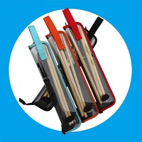 Trommelstocktasche mit transparentem, buntem Trommelstock-Etui, Trommelstock-Hülle für 1/2/4 Paar Trommelstöcke zur Aufbewahrung, mit Logo
