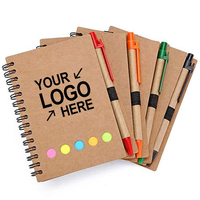 Bloc de Notas Adhesivas Ecológicas en Espiral, Bloc de Notas Pequeño de Papel Kraft, Bloc de Notas Personalizado con Logotipo, con Bolígrafo y Notas Adhesivas