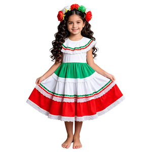 Vestido Tradicional Mexicano para Niña, para <span class=keywords><strong>el</strong></span> Día de Muertos, Cinco de Mayo, con Diadema de Flores - Product Image 2