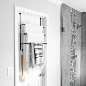 <strong>Over</strong>-The-<strong>Door</strong> 3 Tier Bathroom <strong>Towel</strong> Bar Rack with Hooks Bathroom <strong>Towel</strong> Organizer Holder Metal <strong>Towel</strong> <strong>Rail</strong> - Product Image 5