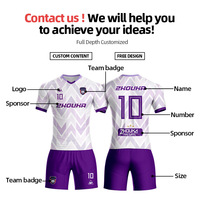 Maillot de football personnalisé 100% polyester de haute qualité pour hommes, ensemble de maillots de football avec impression numérique sublimée