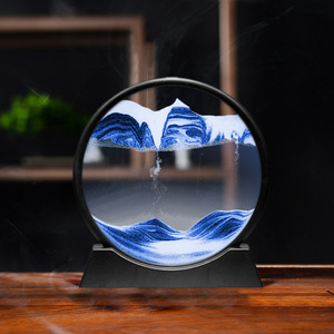 <span class=keywords><strong>Sablier</strong></span> <span class=keywords><strong>rond</strong></span> en verre soufflé à la main, scènes de sable mouvant 3D, art paysager, film animé, croix religieuse, Feng Shui, musique - Product Image 2