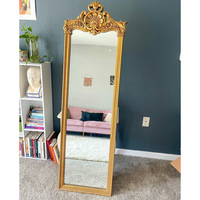Miroir sur pied de style baroque français rétro, avec cadre sculpté, pour la décoration de la chambre à coucher