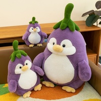 Peluche Petit Pingouin Aubergine, Jouet de Confort pour Dormir, Poupée Décorative, Remplissage en Coton PP