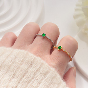 Bijoux fins, <span class=keywords><strong>bague</strong></span> en argent sterling S925 plaqué or 18 carats, zircon vert, <span class=keywords><strong>bague</strong></span> de fiançailles en zircon vert émeraude pour femmes pour mariage - Product Image 2