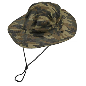 Sombrero Boonie de ala ancha personalizado de alta calidad al por mayor, Parche de goma con logotipo, protección UV, sombrero de pescador con cuerda - Product Image 3