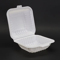 Boîte à hamburger jetable de qualité alimentaire 6 x 6 pouces, 1 compartiment, avec couvercle articulé, micro-ondable, réfrigérable, type clamshell, biodégradable, 16 oz