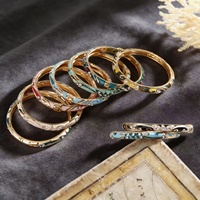 Brazalete Abierto de Moda para Mujer, Estilo Palacio Geométrico, Chapado en Oro, de Aleación Vintage, con Esmalte, Venta al por Mayor de Fábrica