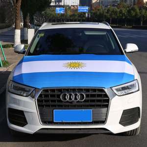 Venta al por mayor de fábrica: Juego de fundas elásticas de poliéster tejido para capó de coche con banderas nacionales para partidos de fútbol, personalizadas para aficionados al deporte. - Product Image 2