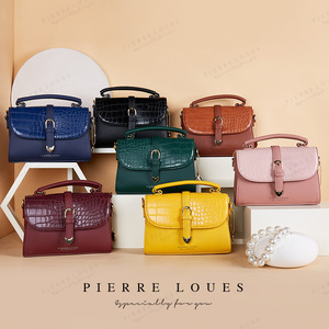 กระเป๋าถือผู้หญิงลายจระเข้ Pierre Loues ทรงสี่เหลี่ยมจัตุรัส ความจุขนาดใหญ่ พร้อมซิปและหัวเข็มขัด สำหรับใช้ในชีวิตประจำวัน - Product Image 1