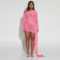 Robe unie douce et tendance à manches longues, style sexy, teinte unie, pour le printemps – Vente directe fabricant
